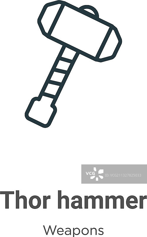 黑色雷神之锤线框图标图片素材