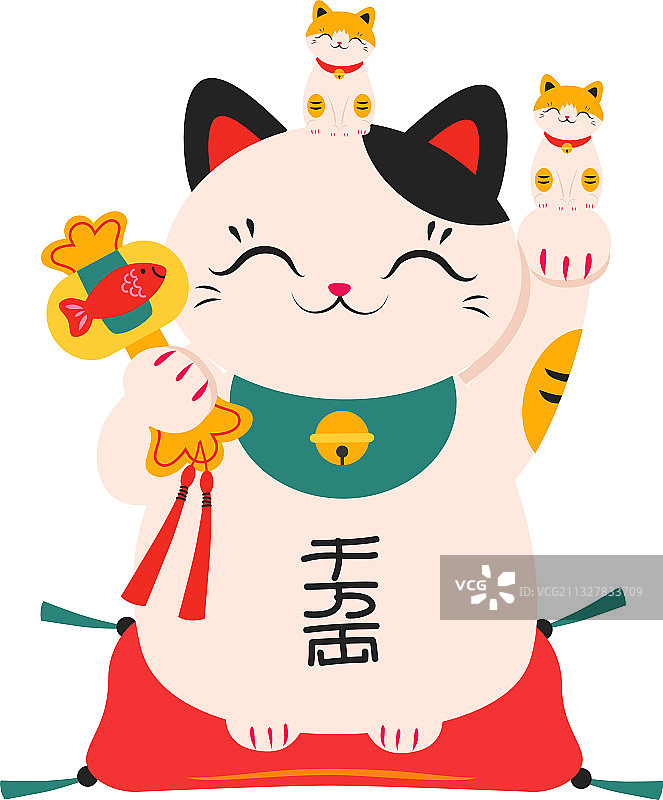 日式传统白色招财猫图片素材