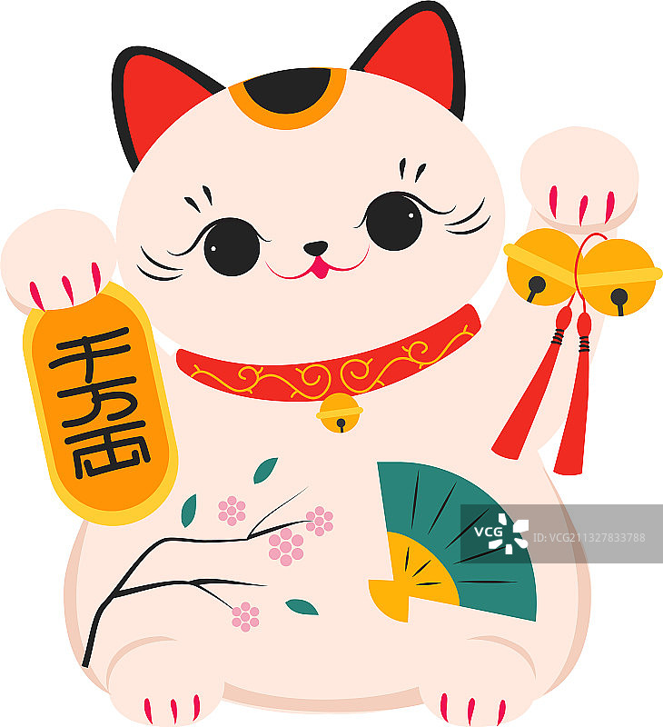 日本招财猫白色猫咪传统图片素材