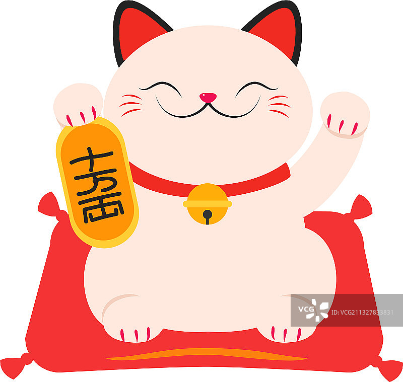 日式传统白色招财猫图片素材