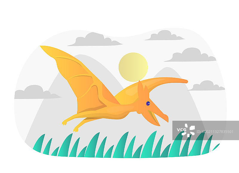 扁平风格的翼龙图案图片素材