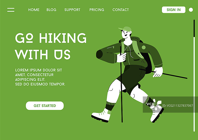 与我们一起徒步旅行着陆页概念图片素材