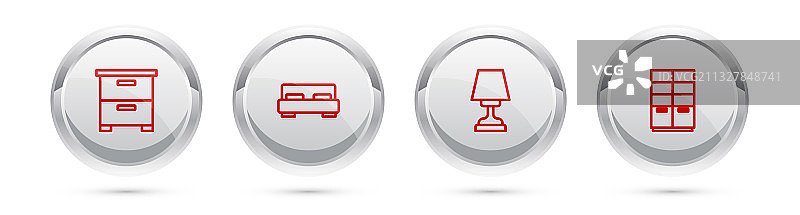 床头柜大床台灯家具线条组合图片素材