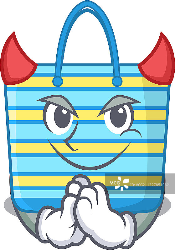 打扮成恶魔卡通形象的沙滩包图片素材