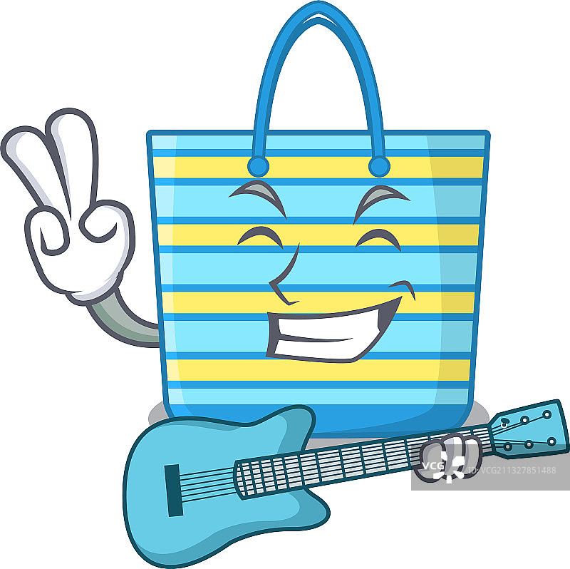 音乐家沙滩包卡通设计图片素材