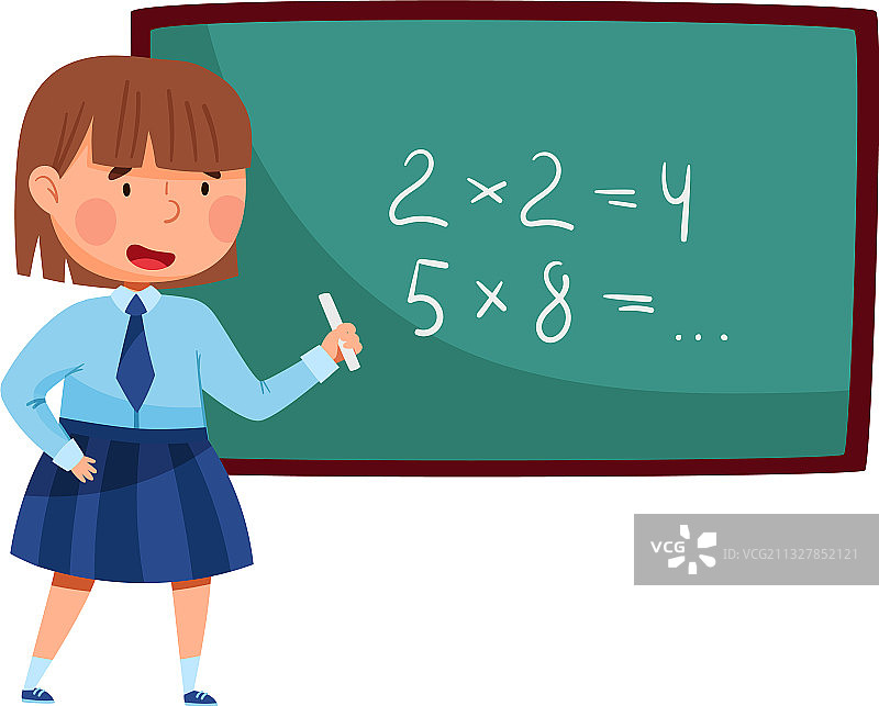 穿蓝色校服的聪明女学生图片素材