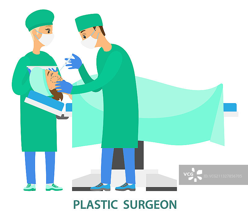 医生给女孩注射面部整形图片素材