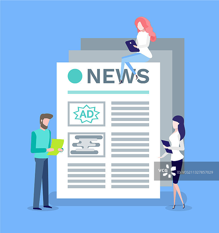 人们处理帖子和信息的报纸图片素材