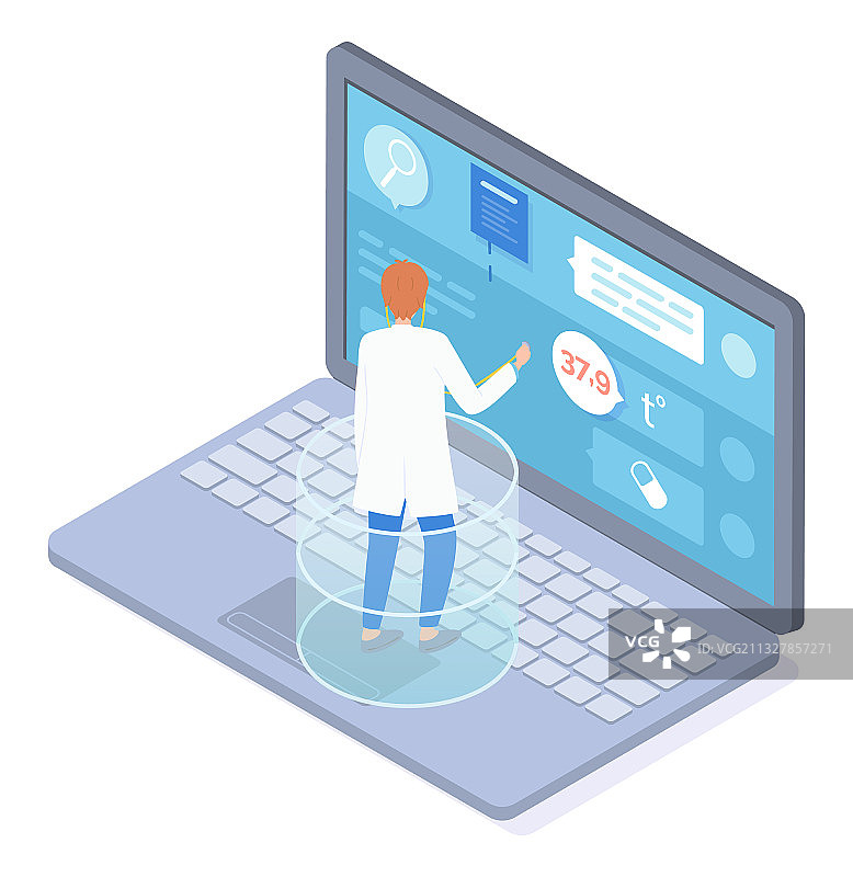 使用笔记本电脑进行远程医疗咨询图片素材