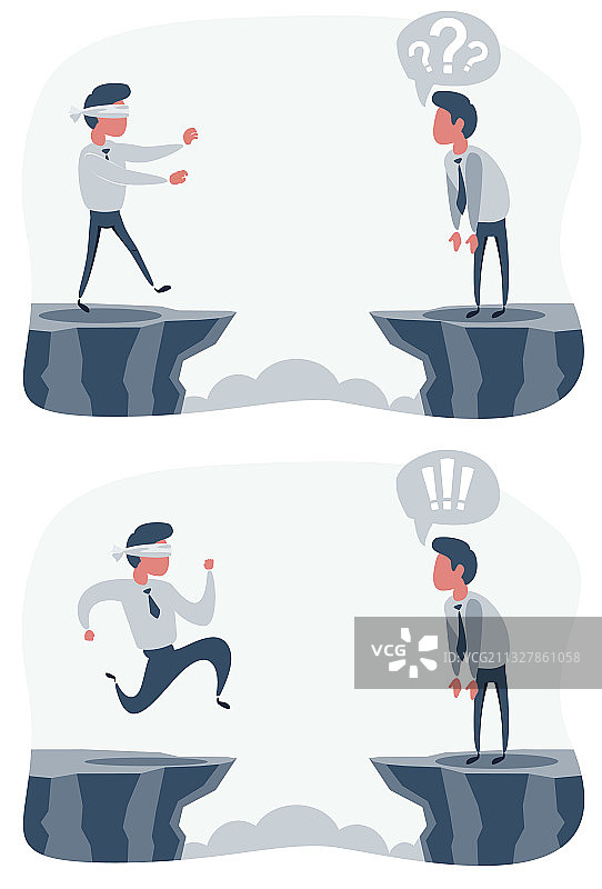 蒙眼走向悬崖的商人图片素材