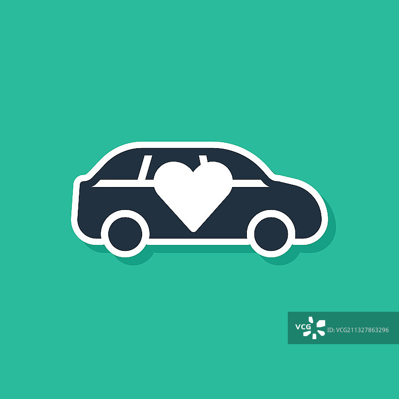 绿色背景上的蓝色豪华轿车图标图片素材