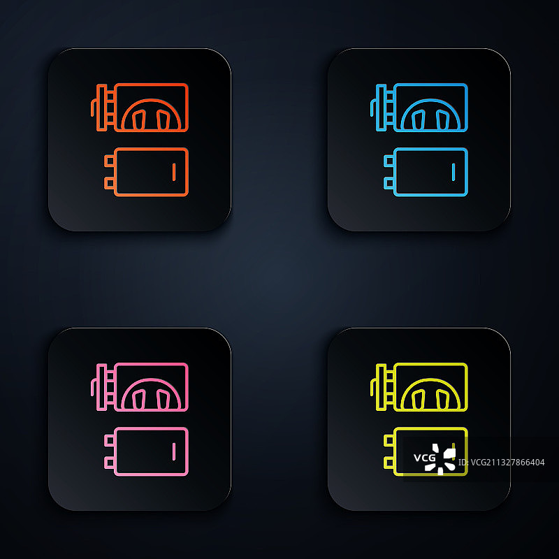 彩色霓虹灯火葬场图标图片素材