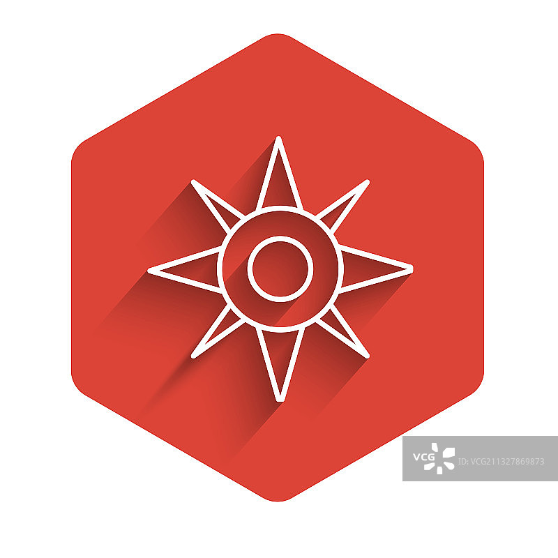 白色线条风向标长阴影图标图片素材