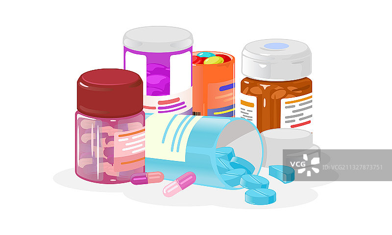 卡通药瓶套装图片素材