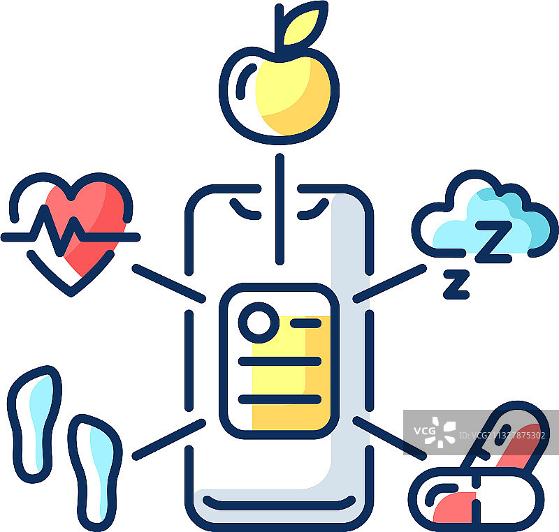 健康数据收集RGB颜色图标图片素材