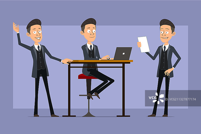 卡通扁平风滑稽黑手党男人角色合集图片素材