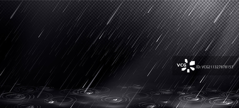 雨滴与水坑涟漪图片素材