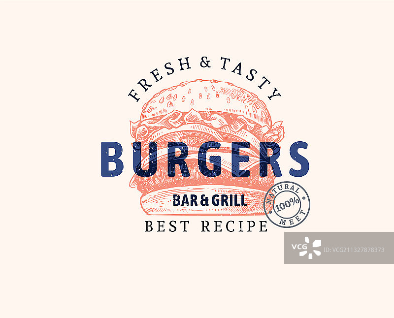 素描风格汉堡标志文本图片素材