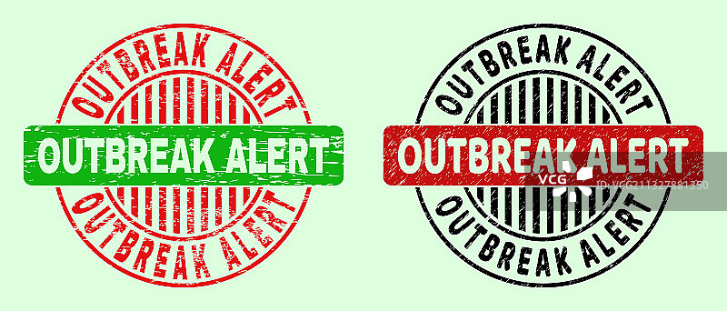 疫情警报双色圆形印章 - 纹理效果图片素材