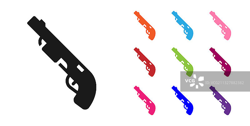 白色背景上的黑色警用霰弹枪图标图片素材