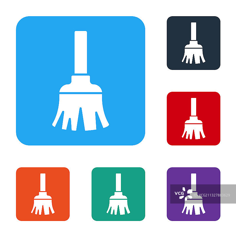 用于清洁的白色羽毛扫帚图标图片素材