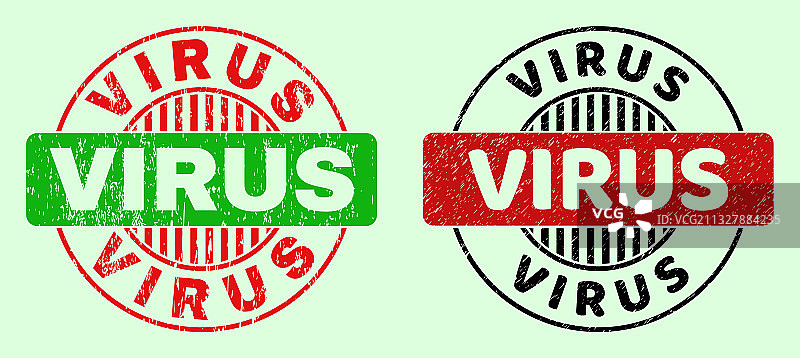 病毒圆形双色水印 - 磨砂表面图片素材