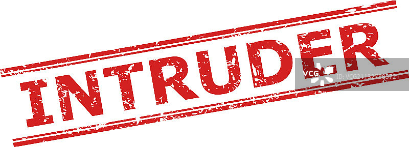 带有腐蚀风格和双线的入侵者印章图片素材