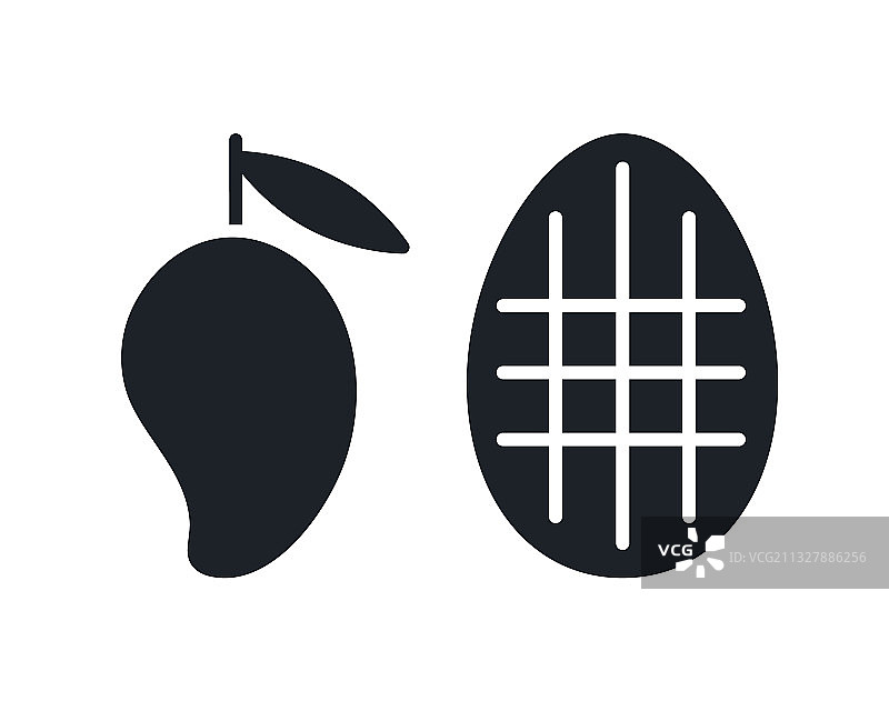 芒果图标黑色剪影图片素材