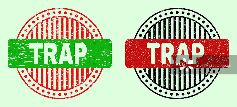 陷阱圆形双色水印 - 磨损纹理图片素材