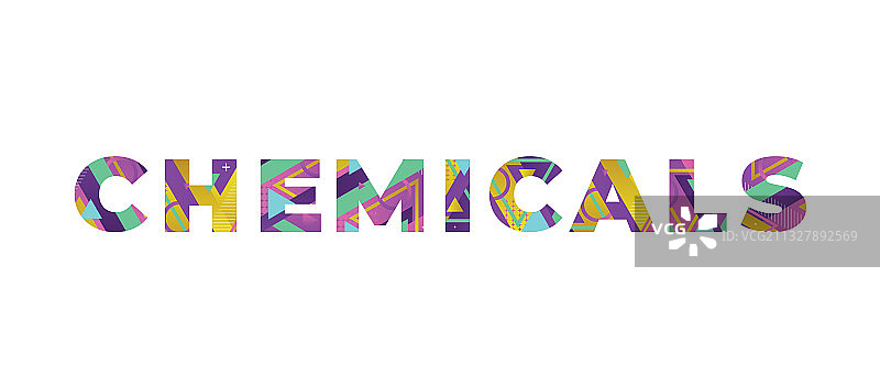 化学概念复古彩色文字艺术图片素材