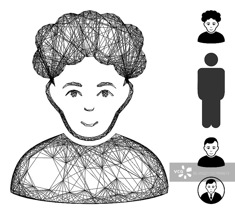 阴影黑发男子网格图片素材