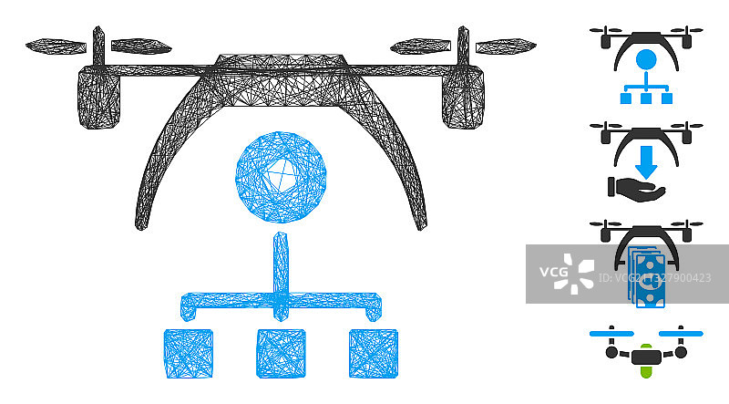 线性直升机分布方案网格图片素材