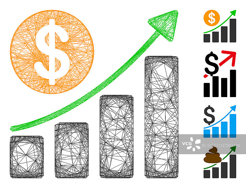 美元增长图网格线性设计图片素材