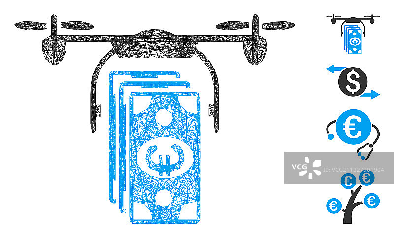 欧元纸币无人机网格图片素材