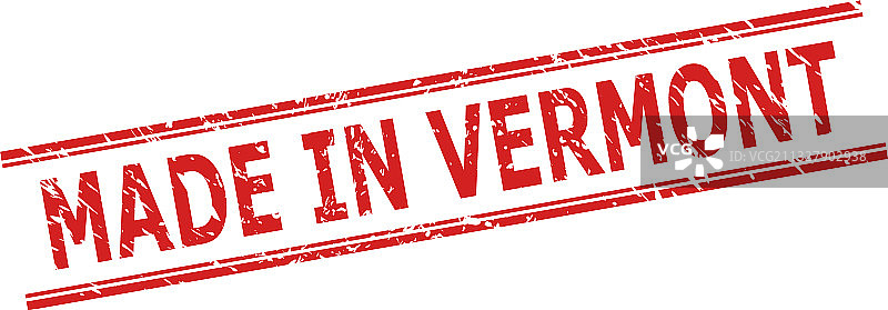 带有污渍纹理的佛蒙特州制造印章图片素材