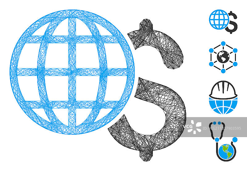阴影线全球金融网格图片素材