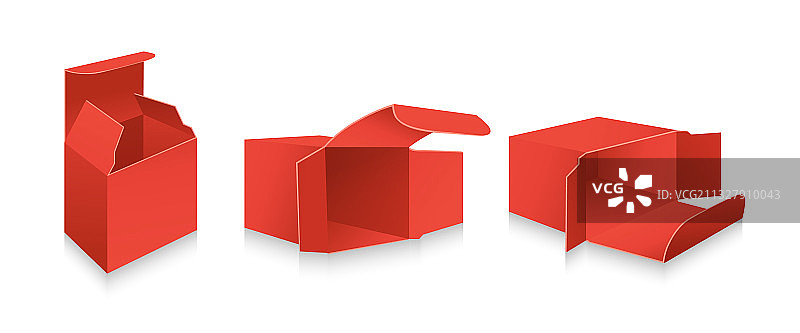 红色盒子3D模型样机礼品盒套装图片素材