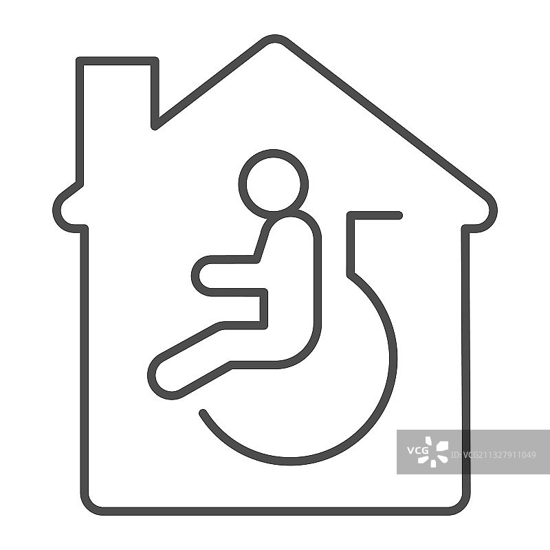 住宅残疾人辅助细线图标图片素材