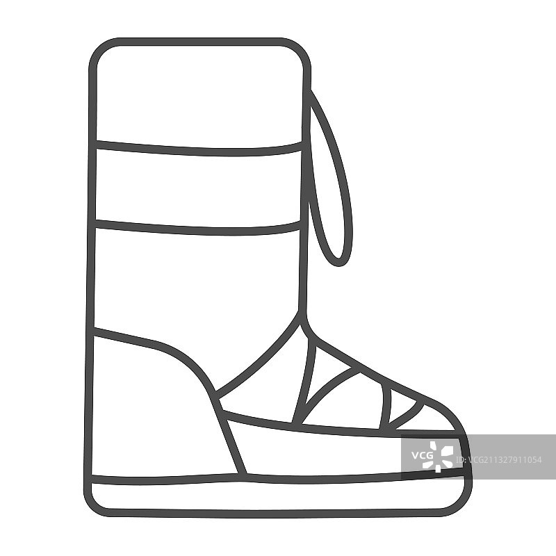 冬季毛绒靴子细线图标图片素材