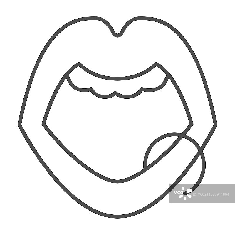 唇环穿刺细线图标（性感）图片素材