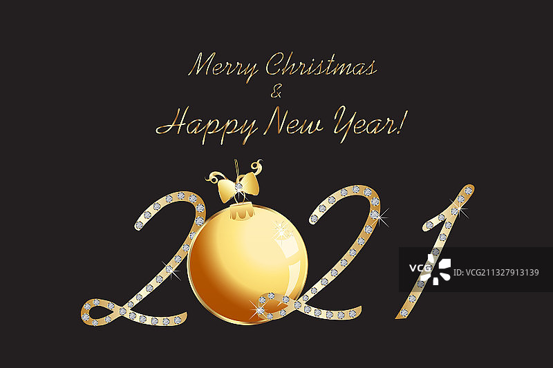 2021年金色圣诞节新年快乐图片素材