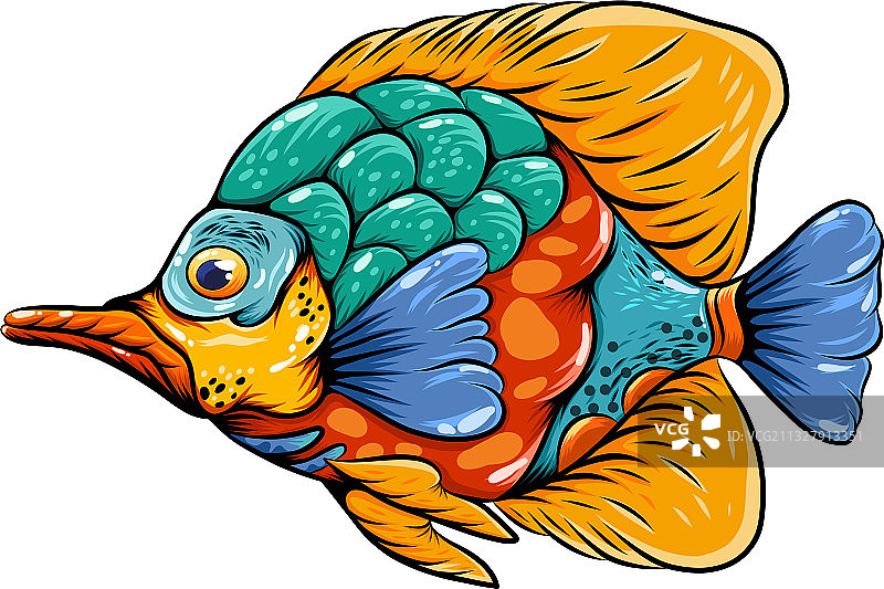 长嘴蝴蝶鱼Zentangle图片素材