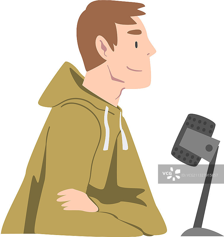 男人用麦克风录制音频播客图片素材