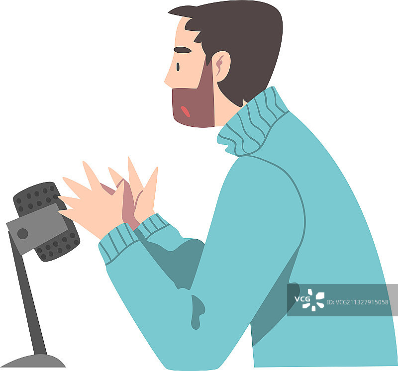 男人在工作场所录制音频播客图片素材