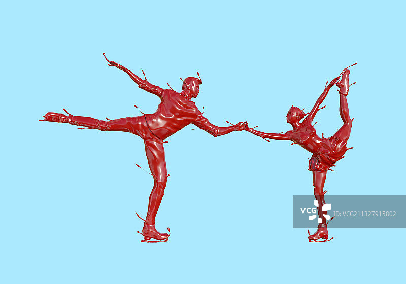 油漆材质双人花样滑冰图片素材