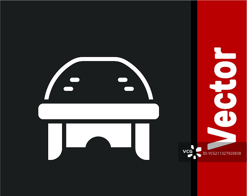 黑色背景上的白色曲棍球头盔图标图片素材