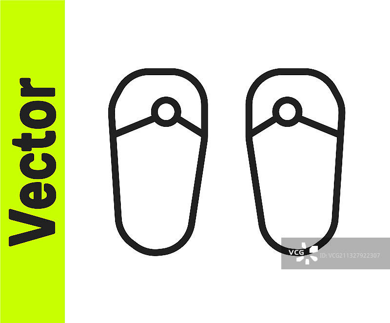 白色背景上的黑色线条人字拖鞋图标图片素材