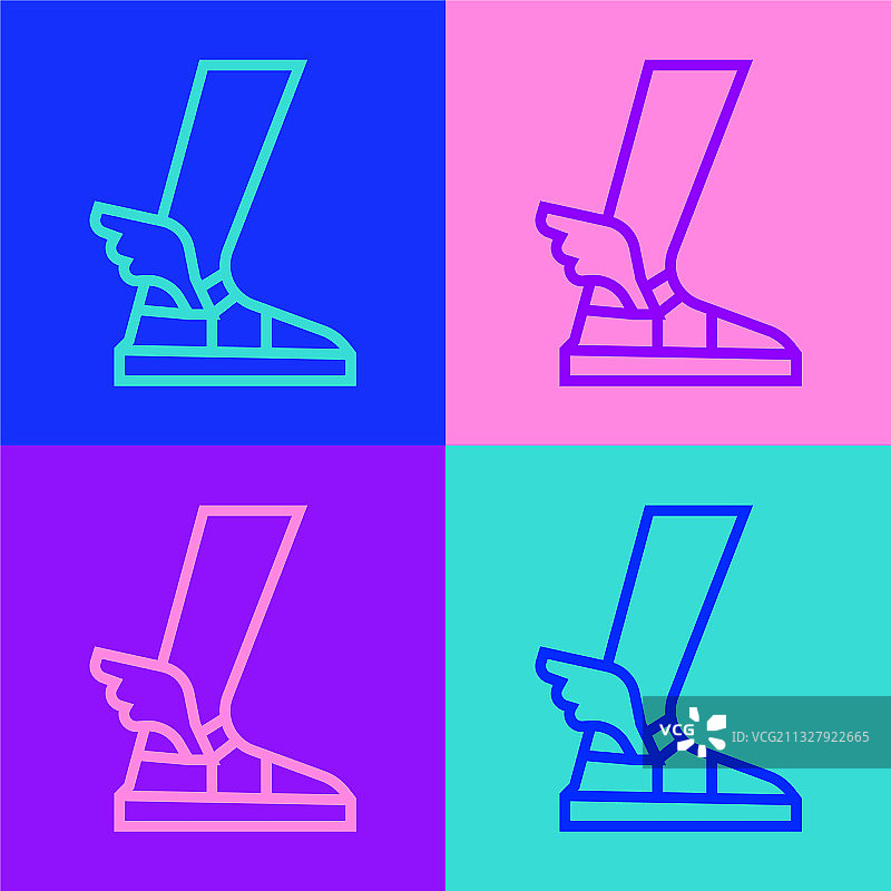 波普艺术风格彩色背景上的爱马仕凉鞋图标图片素材