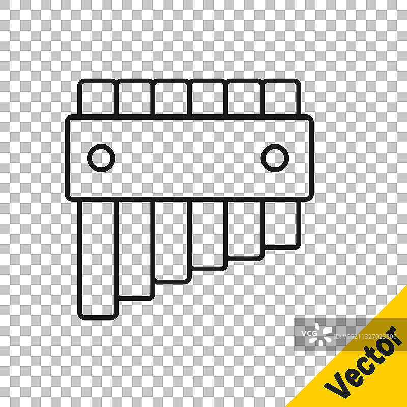 黑色线条排箫图标，透明背景图片素材
