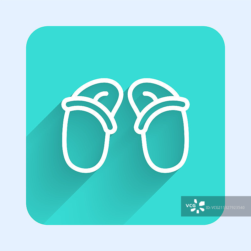 白色线条人字拖图标，具有长阴影图片素材